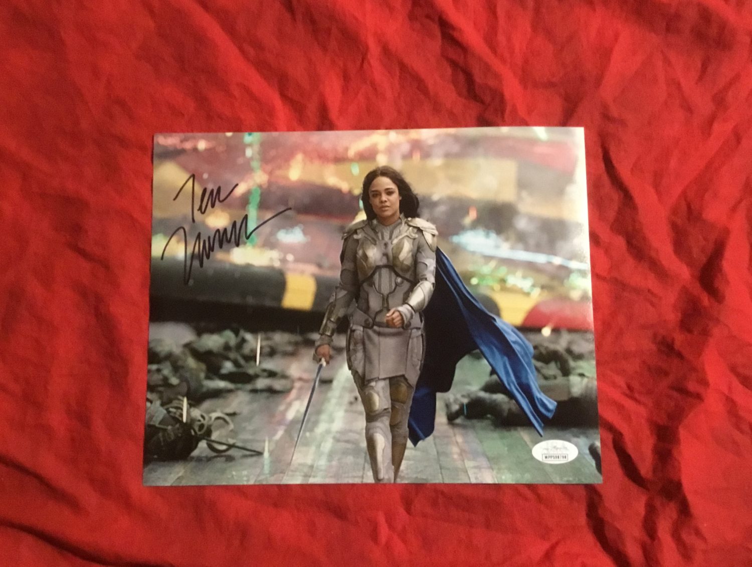 VALKYRIE~8X10 PHOTO~RAINBOW BRIDGE~SIGNED BY TESSA THOMPSON WITH JSA WPP COA