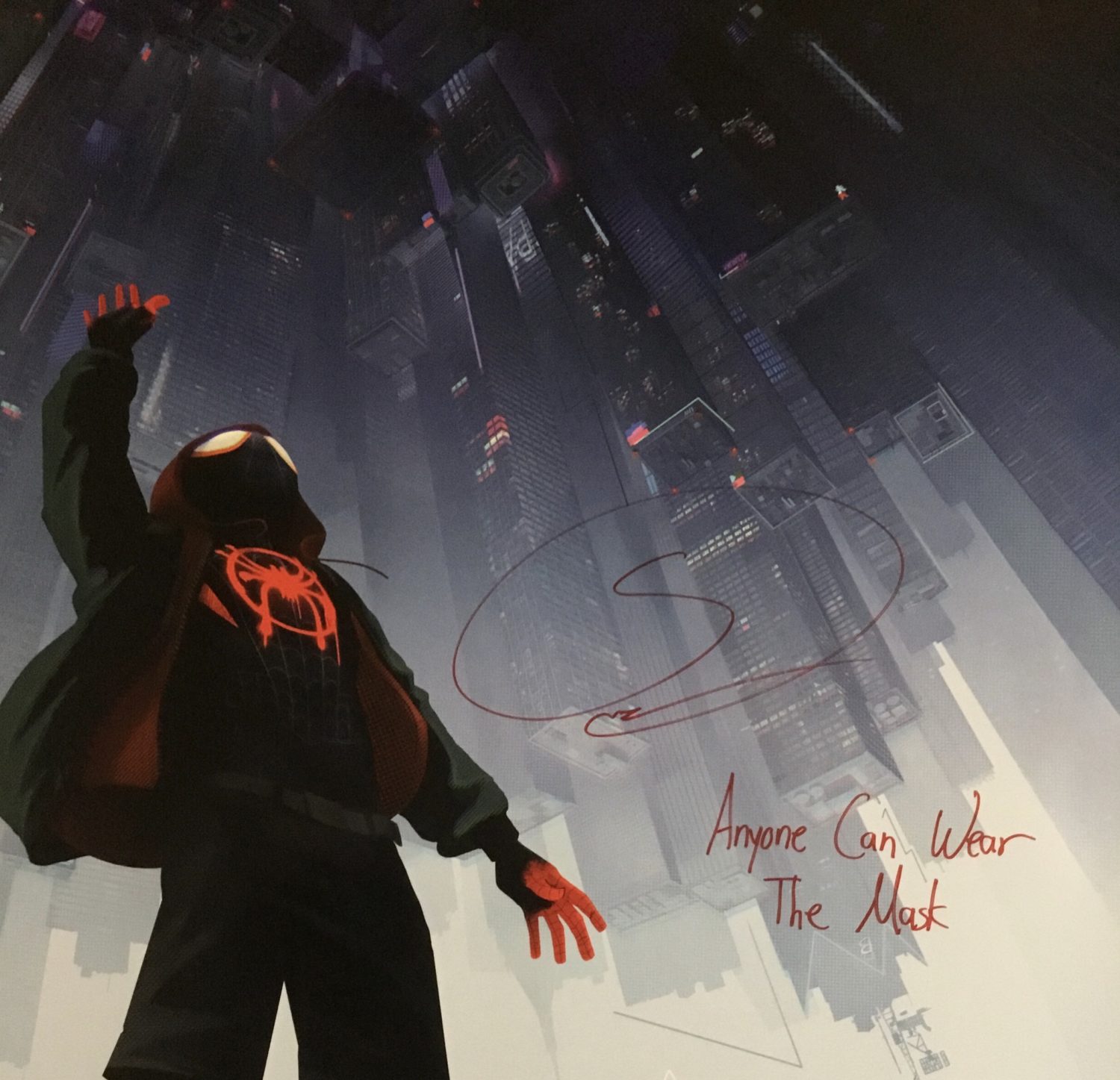 SPIDER-MAN INTO THE SPIDER-VERSE 27X40 SS MOVIE POSTER~SIGNED BY SHAMEIK MOORE+MOVIE QUOTE INSCRIPTION+JSA WPP COA - Image 2