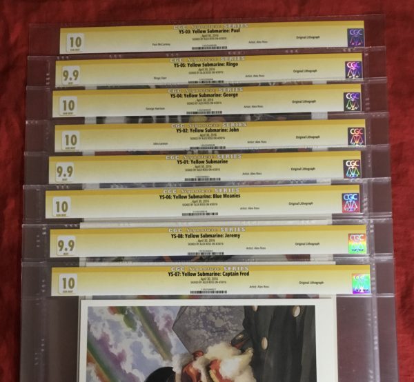 CGC SIGNATURE SERIES 9.9 & 10.0~THE BEATLES BY ALEX ROSS SIGNED COMPLETE PORTFOLIO LITHOGRAPH SET~8 PIECES