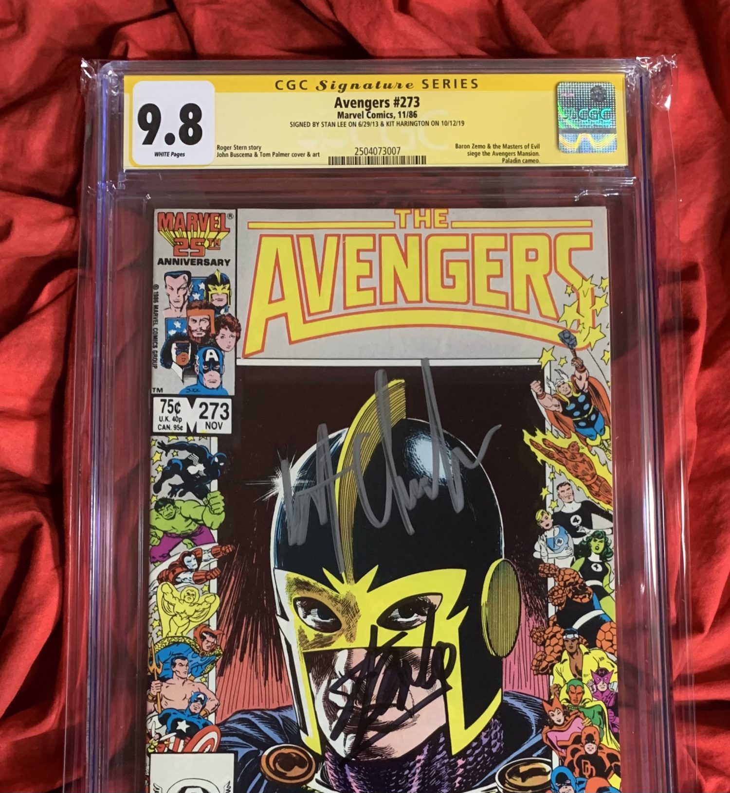 CGC SS 9.8~AVENGERS #273~BLACK KNIGHT / ETERNALS~SIGNED BY STAN LEE (ONLY COPY SIGNED IN HIS LIFETIME FOR CGC) & KIT HARINGTON - Image 3