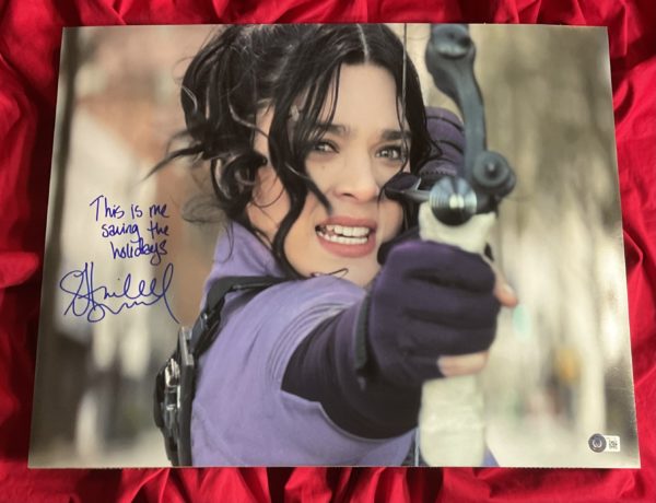 LAST ONE WITH QUOTE!!~16x20 Kate Bishop (arrow) print~SIGNED by Hailee Steinfeld+“This is me saving the holidays” quote~Beckett COA