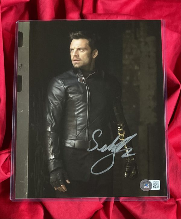 LAST ONE:  Winter Soldier 8x10 signed by Sebastian Stan with Witnessed Beckett COA~Black Jacket~USA shipping included!