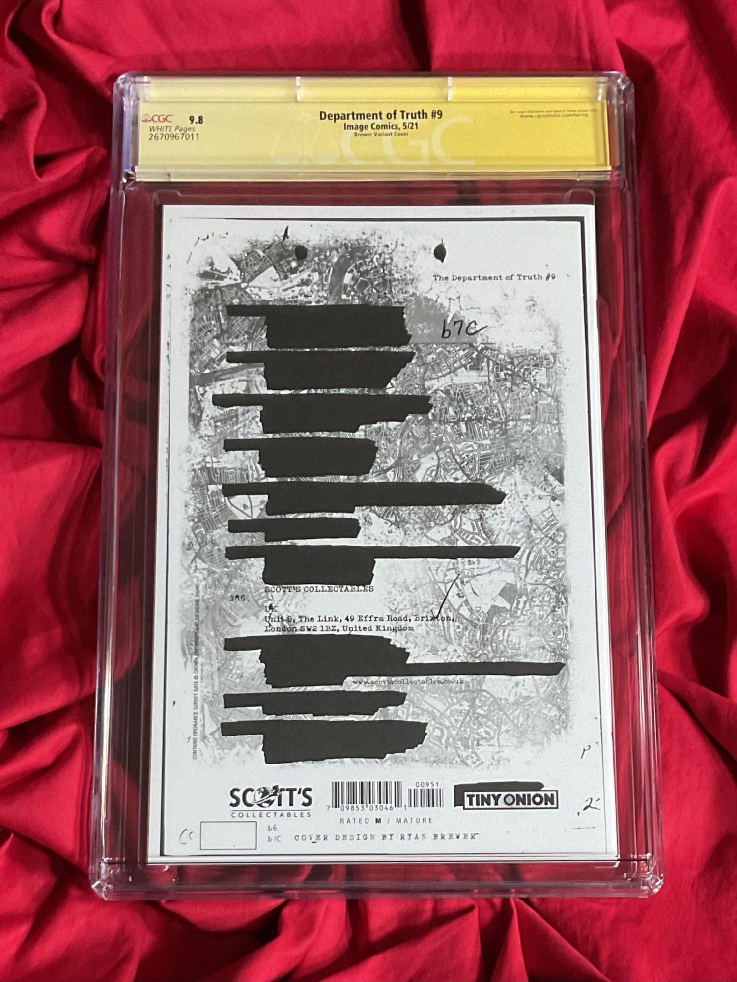 In Stock~CGC SS~THE DEPARTMENT OF TRUTH #9~SCOTT'S CARD STOCK BLANK “REDACTED” VARIANT~SIGNED WITH ORIGINAL ART REMARK BY MARTIN SIMMONDS+SIGNED BY JAMES TYNION IV~ - Image 3
