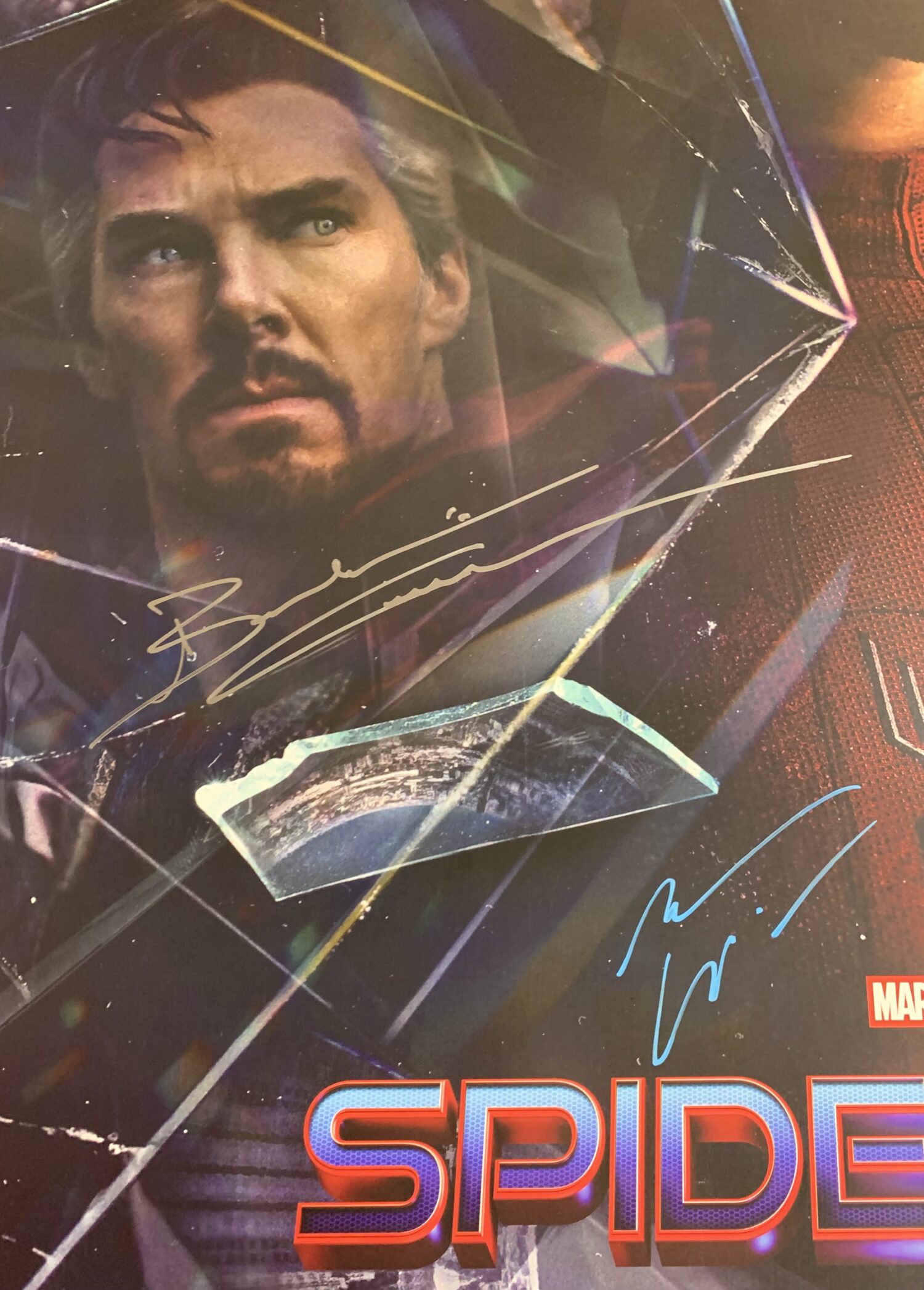 IN STOCK~Spider-Man No Way Home~Original 27x40 Theatrical Double Sided (DS) Movie Poster~Signed by Andrew Garfield & Signed by Willem DaFoe & signed by Marisa Tomei & signed by Charlie Cox with “Matt Murdock” character name inscription AND “I’m a really good lawyer” quote inscription & signed by Benedict Cumberbatch~International F~Includes BAS Witnessed COA & JSA COA & Official Pix COA & Celebrity Authentics COA & USA return shipping included - Image 7