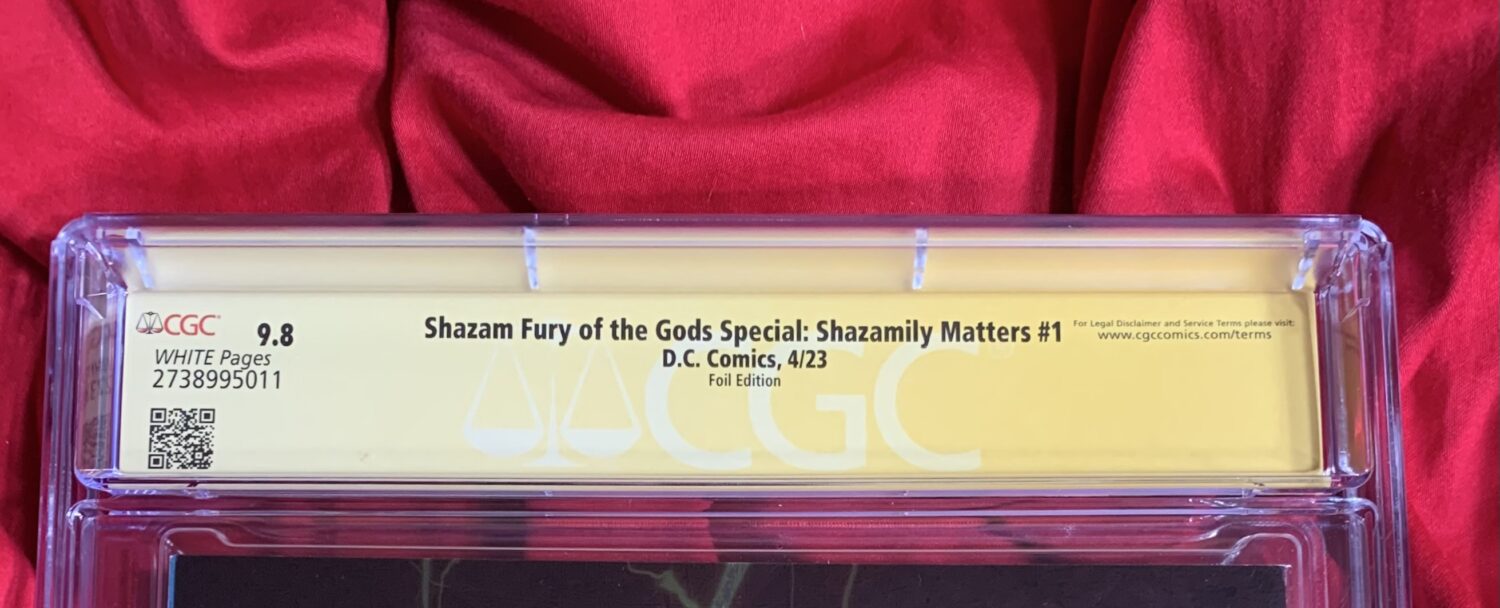 CGC Signature Series 9.8~Shazam! Fury of the Gods Special (Jim Lee 1:50 foil variant):  Shazamily Matters (one-shot)~Signed by Zachary Levi with “Shazam!” Inscription - Image 5