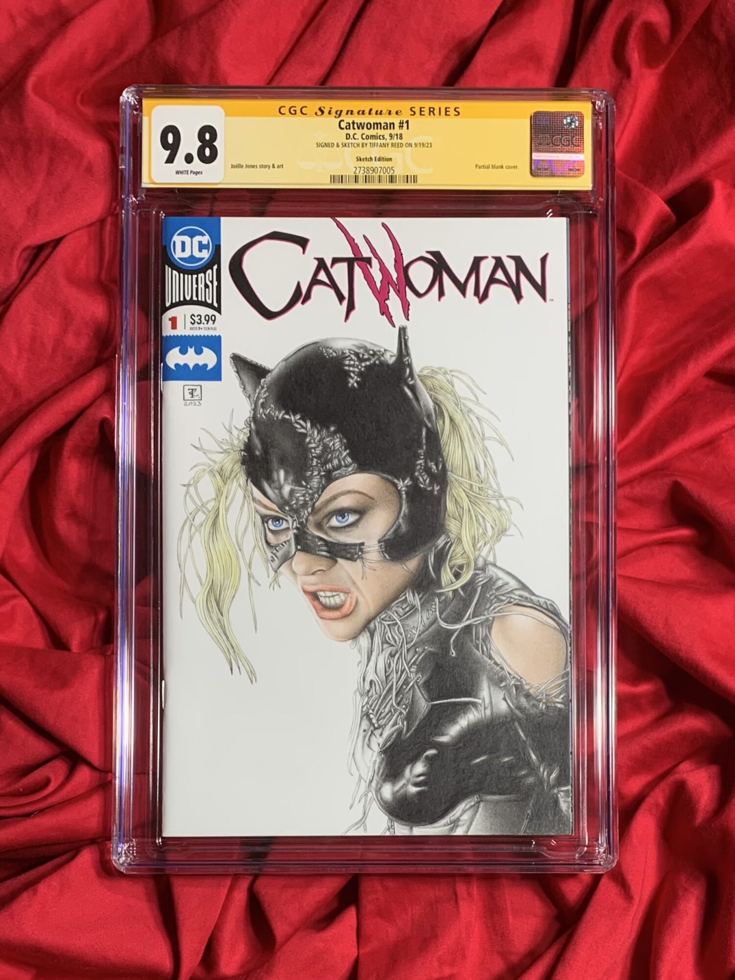 Pre-Sale:  CGC Signature Series 9.8~Catwoman #1~Blank Variant~Original Art by Tiffany Reed AND signed by Michelle Pfeiffer