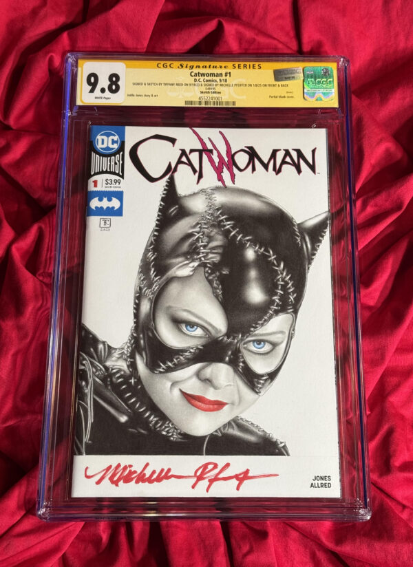 IN HAND:  CGC Signature Series 9.8~Catwoman #1~Blank Variant~Original Art by Tiffany Reed AND signed by Michelle Pfeiffer